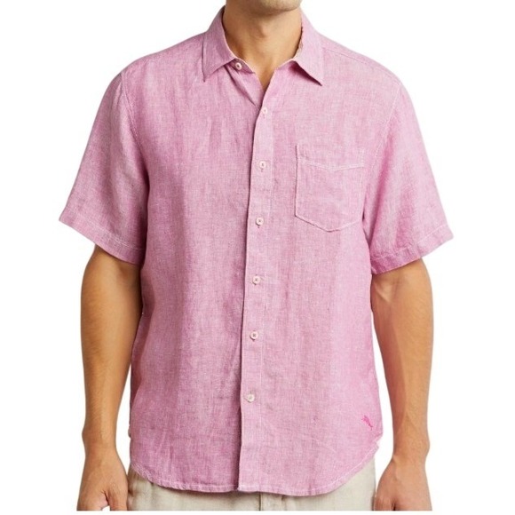 Tommy Bahama Other - Tommy Bahama Party Bougainvillea Pink Breezer Short Sleeve Linen Shirt Men's M